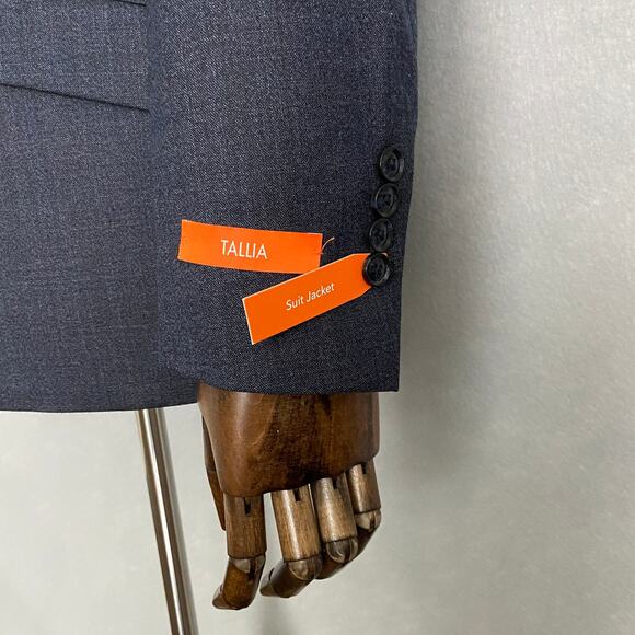 Tallia Men's 38R Suit Jacket Venezia Stretch Fabric Solid Dark Blue NEW - Picture 6 of 10